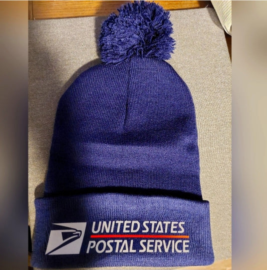 Postal Pom Pom Beanie hat with Reflective Design
