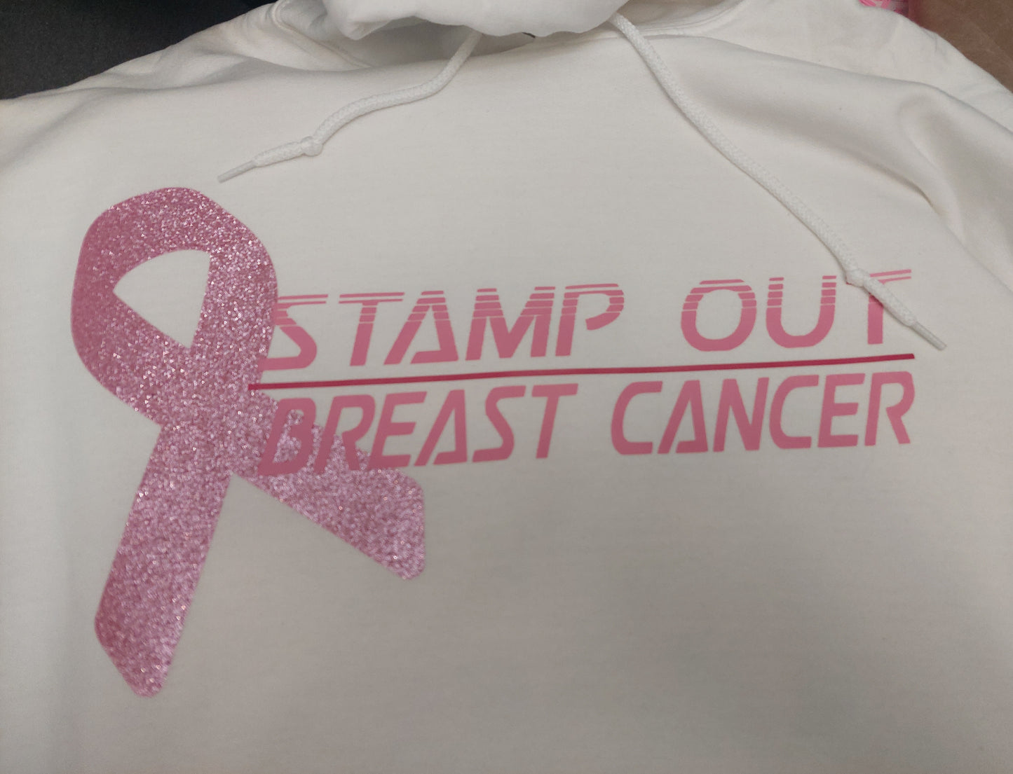 GLITTER Postal Breast Cancer Hoodie, Stamp Out Breast Cancer