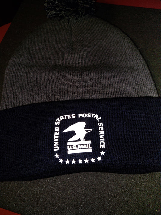 Postal Worker Pom Pom Beanie hat with Reflective Design