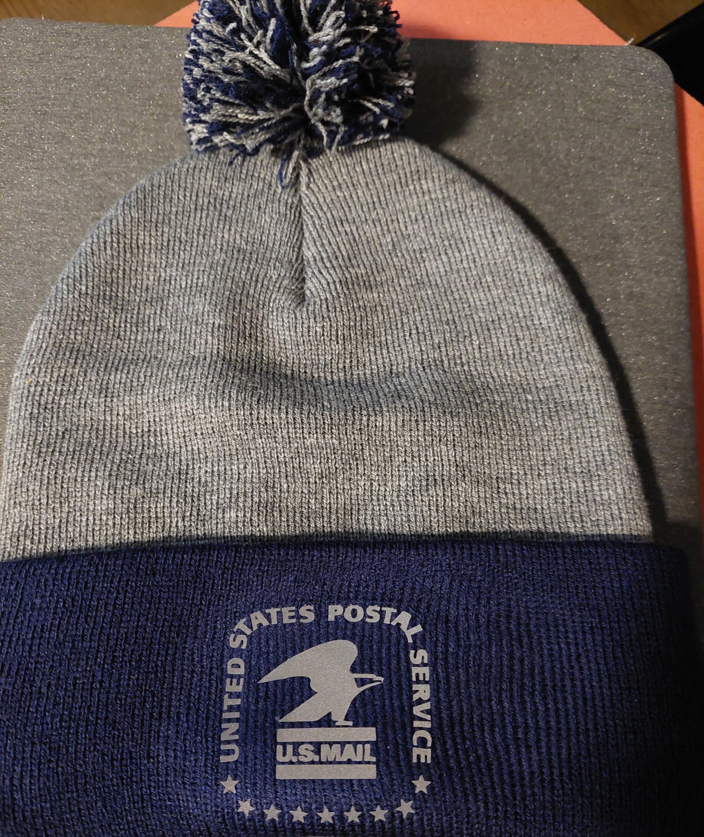 Postal Worker Pom Pom Beanie hat with Reflective Design