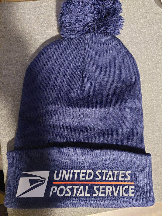 Postal Pom Pom Beanie hat with Reflective Design