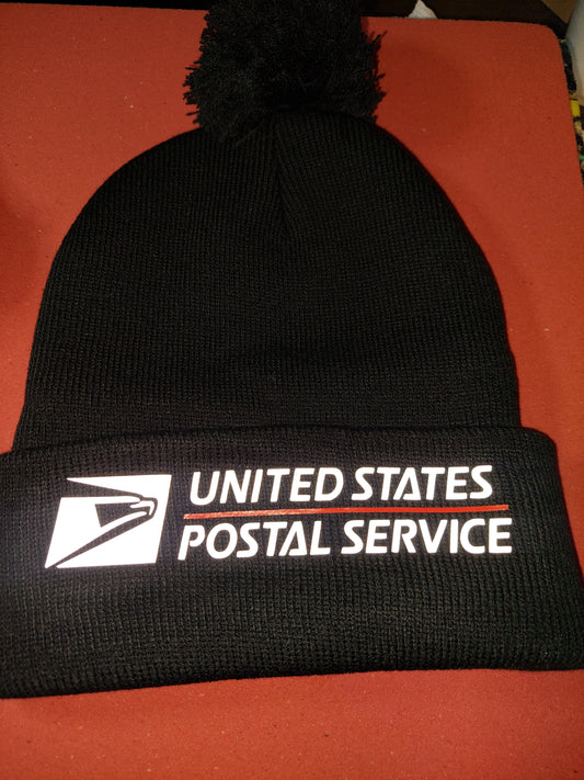 USPS Pom Pom Beanie hat with Reflective Design