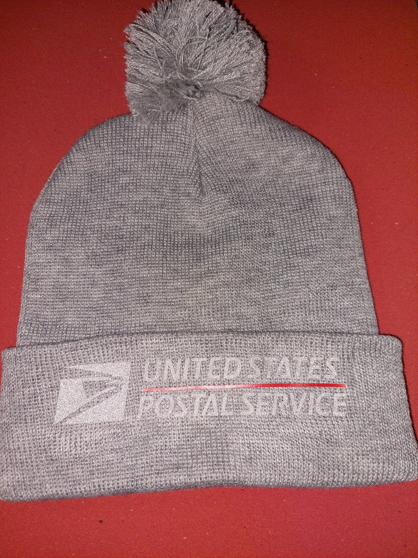 Postal Pom Pom Beanie hat with Reflective Design